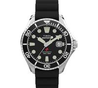 Timex Meridian Herrenuhr Deep Water 44 mm - Schwarzes zweiteiliges Schnellverschluss-Zifferblatt und Edelstahlgehäuse