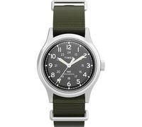 Timex Mk1 Herren-Armbanduhr, 36 mm, grünes Armband, schwarzes Zifferblatt, Edelstahlgehäuse