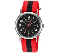 Timex My Timex Herren-Armbanduhr, 38 mm, rotes Nylonarmband, schwarzes Zifferblatt, silberfarbenes Gehäuse TWC030800