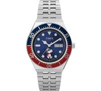 Timex Peanuts Automatic Herren-Armbanduhr, 40 mm, Edelstahlarmband, blaues Zifferblatt, Edelstahlgehäuse TW2W47500