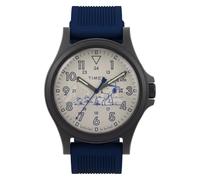 Timex Peanuts Expedition Acadia Herren-Armbanduhr, 40 mm, blaues Armband, natürliches Zifferblatt, schwarzes Gehäuse