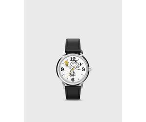 Timex Peanuts Marlin 38mm Snoopy 75th Anniversary White Dial and Black Leather Strap 38mm case men Watches white in Größe:ONE SIZE