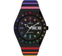 Timex Q Damen-Armbanduhr, 36 mm, schwarzes dehnbares Edelstahlarmband, schwarzes Zifferblatt, schwarzes Gehäuse TW2V65900