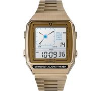 Timex Q Reissue Digital Herren-Armbanduhr, 32,5 mm, goldfarbenes Edelstahlarmband, digitales Zifferblatt, goldfarbenes Gehäuse TW2U72500