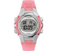 Timex Sport Unisex-Armbanduhr, 33 mm, rosa Kunstharzarmband, digitales Zifferblatt, silberfarbenes Gehäuse TW5M61600