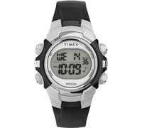Timex Sport Unisex-Armbanduhr, 33 mm, schwarzes Kunstharzarmband, digitales Zifferblatt, silberfarbenes Gehäuse TW5M61300