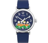 Timex Standard x Peanuts Pumpkin Patch 40 mm Lederband Uhr TW2W72700, blau, Armband