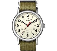 Timex Weekender T2N651 Armbanduhr, 38 mm, cremefarbenes Zifferblatt und olivgrünes Armband