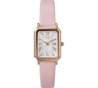 Timex Trend Damen-Armbanduhr, 21 mm, rosa Lederarmband, weißes Ziffernblatt, roségoldfarbenes Gehäuse TW2Y01100