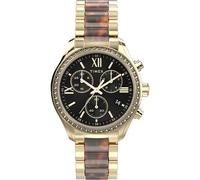 Timex Trend Damen-Armbanduhr, 38 mm, Armband aus goldfarbener Legierung, schwarzes Ziffernblatt, goldfarbenes Gehäuse TW2Y28300