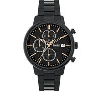 Timex Trend Herren-Armbanduhr, 45 mm, schwarzes Edelstahlarmband, schwarzes Ziffernblatt, schwarz Gehäuse TW2Y29000