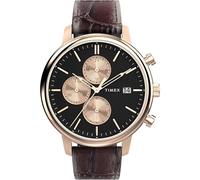 Timex Trend Herren-Armbanduhr, 45 mm, schwarzes Lederarmband mit Schnellverschluss, schwarzes Zifferblatt, rotes Gehäuse TW2Y28900