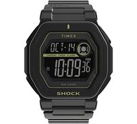 Timex Trend Herren-Armbanduhr, 45 mm, schwarzes, zweiteiliges Kunstharzarmband, digitales Zifferblatt mit Negativanzeige, schwarzes Gehäuse TW2V59800