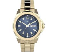Timex Trend Herren-Armbanduhr, 46 mm, goldfarbenes Edelstahlarmband, blaues Zifferblatt, goldfarbenes Gehäuse TW2W13800