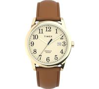 Timex TW2R62700 Easy Reader Damen-Armbanduhr, 38 mm, cremefarbenes Zifferblatt, braunes Lederarmband