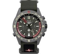 Timex TW2W91100 Expedition Tide-Temp-Compass Herren-Quarzuhr, 43 mm, grünes Stoffarmband mit grünem Zifferblatt und Edelstahlgehäuse