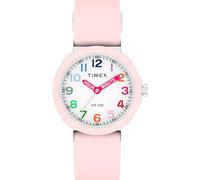 Timex TW2W92000 Time Machines Armbanduhr, 30 mm, weißes Zifferblatt, weißes Gehäuse, rosa Silikonarmband