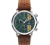 Timex TW2W99100 Marlin Herren-Chronograph mit Tachymeter, 40 mm, braunes Lederarmband mit grünem Zifferblatt und Edelstahlgehäuse