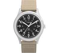 Timex TW2Y11900 MK1 Military Automatic Herren-Armbanduhr, 40 mm, hellbraunes Stoffarmband mit schwarzem Zifferblatt und Edelstahlgehäuse