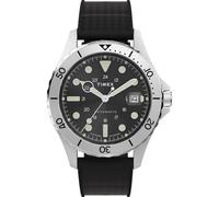 Timex TW2Y15100 Trend Herren-Armbanduhr, 41 mm, schwarzes, zweiteiliges, Synthetisches Armband mit schwarzem Zifferblatt und Edelstahlgehäuse