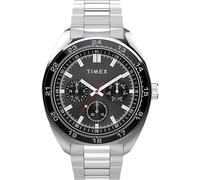 Timex TW2Y22600 Trend Damen-Armbanduhr, 45 mm, silberfarbenes Edelstahlarmband mit schwarzem Zifferblatt und silberfarbenem Gehäuse