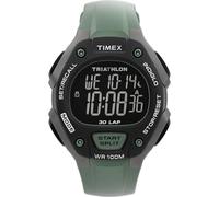 Timex TW5M67300 Triathlon Classic Herren-Armbanduhr, 38 mm, grüner PU-Zweiteiler mit digitalem Zifferblatt und schwarzem Gehäuse