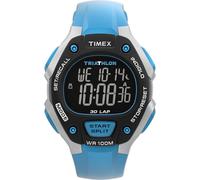 Timex TW5M67400 Triathlon Classic Herren-Armbanduhr, 38 mm, Blauer PU-Zweiteiler mit digitalem Zifferblatt und grauem Gehäuse