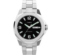 Quarzuhr TIMEX "ESSEX", silberfarben, Armbanduhren, Herren, Armbanduhr, Herrenuhr,Lederarmband,Datum, Leuchtzeiger (76158803-0) silberfarben