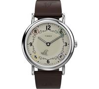 Timex Unisex-Armbanduhr Harry Potter x Weekender Slytherin House, 38 mm, braunes zweiteiliges cremefarbenes Zifferblatt, silberfarbenes Gehäuse