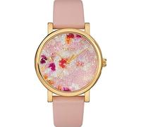 Timex Unisex Erwachsene Analog Quarz Uhr mit Leder Armband TW2R66300 Rosa XXL
