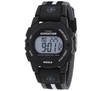 Timex Unisex Expedition Digital CAT 33mm Uhr - Schwarzes Gehäuse mit Schwarz & Grau Gestreiftem Stoffband T49661