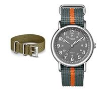 Timex Unisex Quarz Armbanduhr mit Nylon Armband T2N649 + Weekender Unisex Uhrenarmband TW7C05700