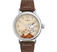 Timex Waterbury 40mm Herrenuhr - Silber-Ton Gehäuse mit Creme Zifferblatt und Tan Lederband TW2U86200
