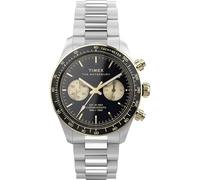 Timex Waterbury Heritage Herren-Armbanduhr, 39 mm, Edelstahlarmband, schwarzes Zifferblatt, Edelstahlgehäuse