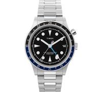 Timex Waterbury Herren-Armbanduhr, 39 mm, Edelstahlarmband, schwarzes Zifferblatt, Edelstahlgehäuse TW2Y29700