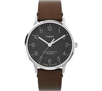 Timex Waterbury Herren-Armbanduhr, 40 mm, braunes Lederarmband mit Schnellverschluss, schwarzes Ziffernblatt, Edelstahlgehäuse TW2Y06800