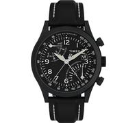 Timex Waterbury Herren-Chronograph, 42 mm, Edelstahlarmband, schwarzes Zifferblatt, Edelstahlgehäuse, Schwarz/Schwarz/Schwarz, Traditionell