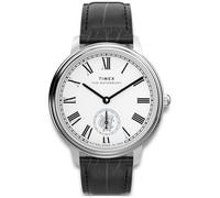 Timex Waterbury Metropolitan Sub-Second TW2Y23100 - Orologio da Uomo da 39 mm, cinturino in Pelle nera Con quadrante argentato e cassa in Acciaio inossidabile