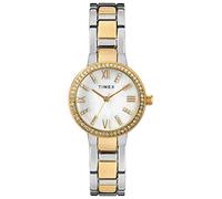 Timex Women's Dress Analog 30mm Bracelet Watch with Swarovski Crystals, Two-Tone/MOP