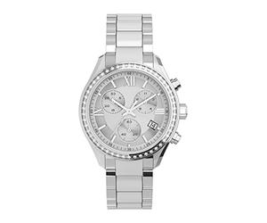 Timex Women's Standard Chronograph 38mm Watch Silver-Tone Case Silver-Tone Dial Silver-Tone Bracelet