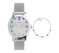 Timex Women's Transcend Giftset 31mm Stainless Steel Mesh Band Watch and Bracelet