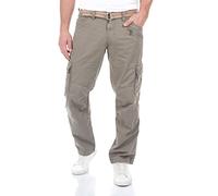 Timezone Cargohose Herren mit Gürtel BenitoTZ Loose Fit Cargo Hose Taschen | Baumwolle Beige Grau Khaki 29 30 31 32 33 34 36 38 40