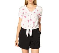 Timezone Damen Printed Knot Blouse Bluse, pink Aquarelle Palm, M