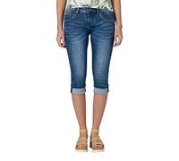 Timezone Damen Slim Talitz 3/4 Jeans Shorts, Sea Blue Wash, 27W EU