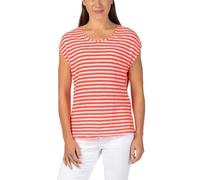 Timezone Damen Striped Round Neck T-Shirt - Regular Fit XS S M L XL XXL Streifen, Größe:L, Farbe:6021-1062 Neon Coral White Stripe