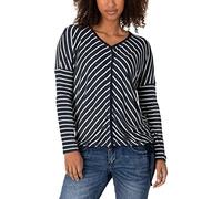 Timezone Damen Striped Sporty Longleeve T-Shirt, Blue Grey Stripe, XS
