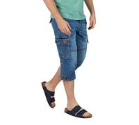 Timezone Herren 3/4 Cargo Jeans Loose MILESTZ Short Mid Waist Loose Fit - Blau, Größe:W 36, Farbe:3444-3819 Middle Blue Wash