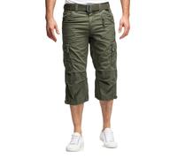 Timezone Herren 3/4 Cargo Shorts 24-10006 MilesTZ mit Gürtel und Seitentaschen Olive minimal W38