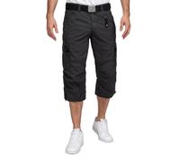 Timezone Herren 3/4 Cargo Shorts mit Gürtel und Seitentaschen 24-10006 MilesTZ Black Minimal W36