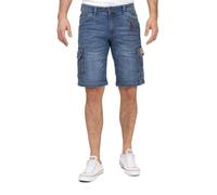 Timezone Herren Cargo Jeans Shorts Bermuda mit Seitentaschen 25-10025-00-3444 RykerTZ Middle Blue Wash W33